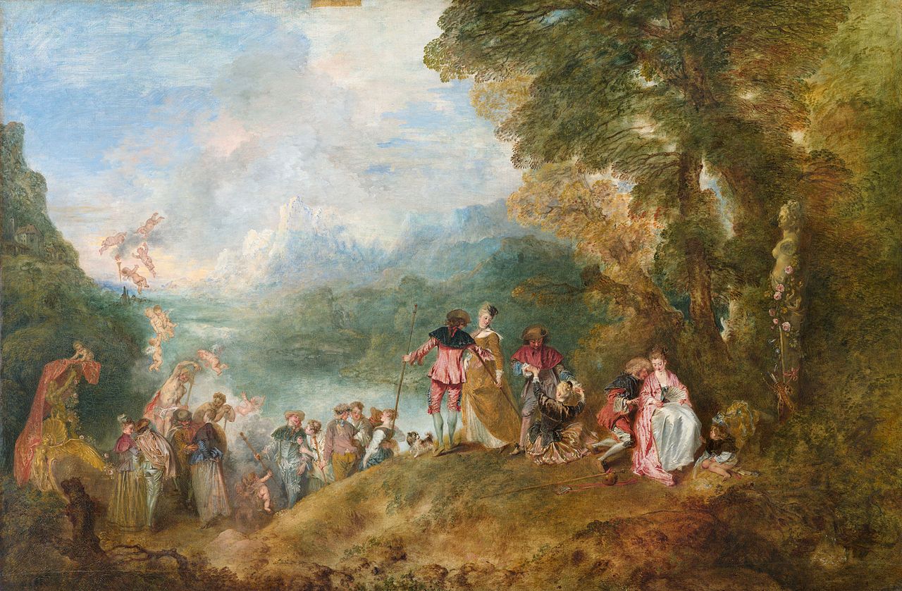 The Embarkation for Cythera, Jean-Antoine Watteau, 1717, Oil on Canvas, 129 x 194 cm, Louvre, Paris